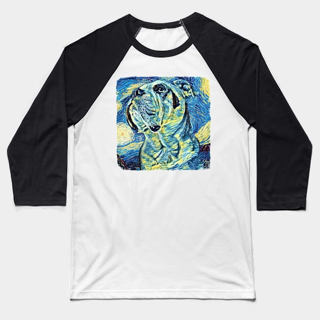 Weird BullDog Van Gogh Style Baseball T-Shirt by todos